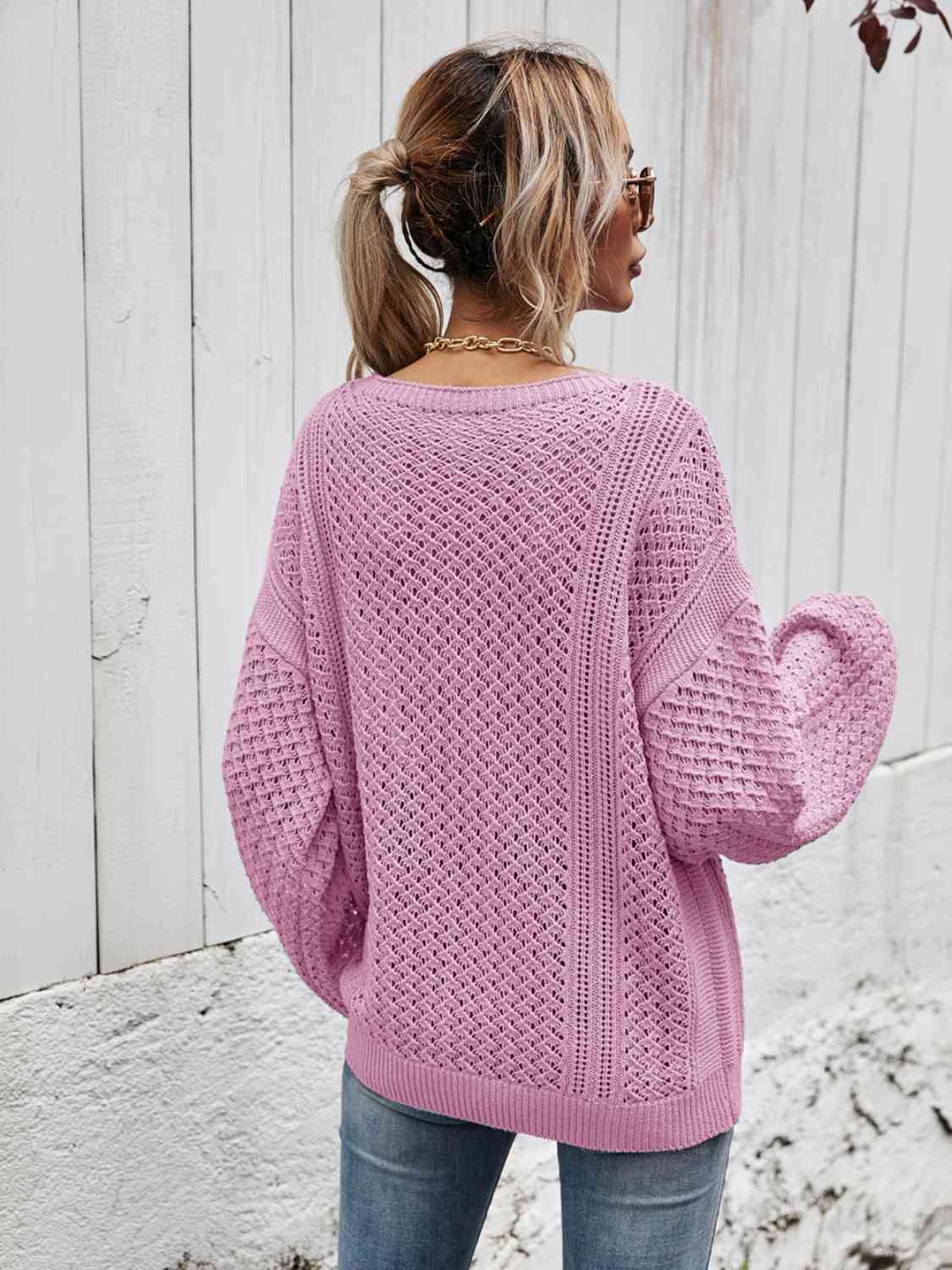 V-Neck Dropped Shoulder Sweater